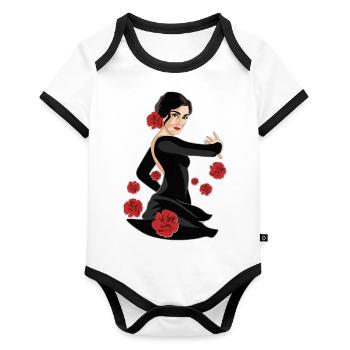 CARNATIONS Flamenco Dancer - Organic Baby Contrasting Bodysuit - white/black  - Front