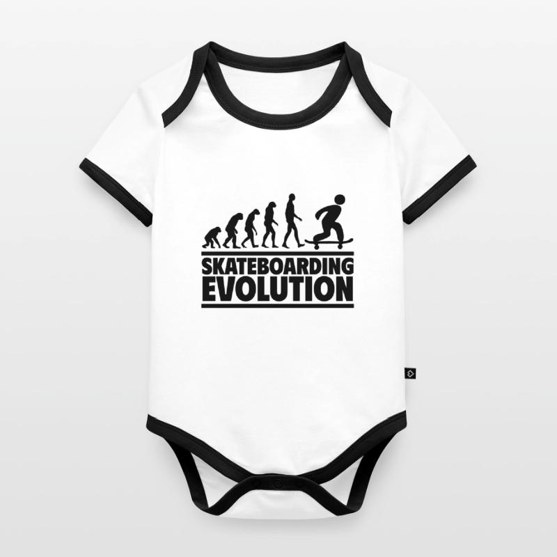 Skateboarding Evolution Organic Baby Contrasting Bodysuit