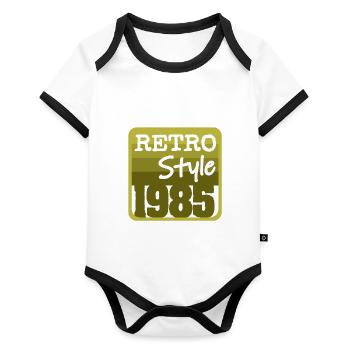 1985 - Organic Baby Contrasting Bodysuit - white/black  - Front