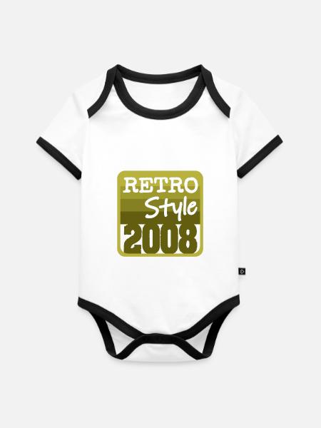 2008 - Baby Bio-Kurzarm-Kontrastbody - Weiß/Schwarz