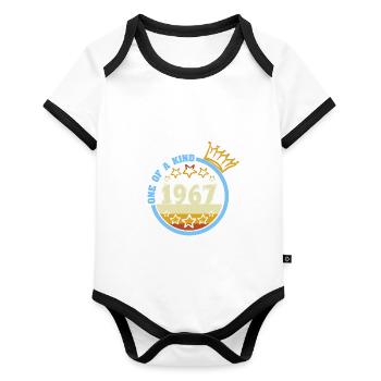 1967 - Organic Baby Contrasting Bodysuit - white/black  - Front
