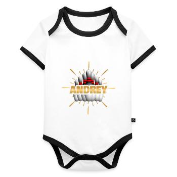 Cadeau pour Andrey - Body Bébé bio contrasté manches courtes - blanc/noir  - Devant