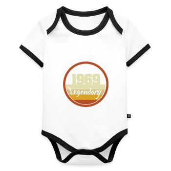 1969 - Body Bébé bio contrasté manches courtes - blanc/noir  - Devant