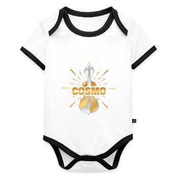 Violinist Cosmo - Baby Bio-Kurzarm-Kontrastbody - Weiß/Schwarz  - Vorne