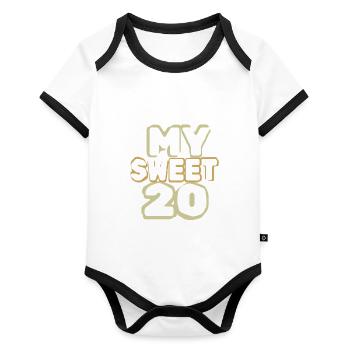 Doux 20 - Body Bébé bio contrasté manches courtes - blanc/noir  - Devant