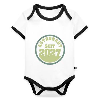 2027 - Organic Baby Contrasting Bodysuit - white/black  - Front