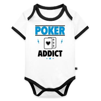Accro au poker - Body Bébé bio contrasté manches courtes - blanc/noir  - Devant