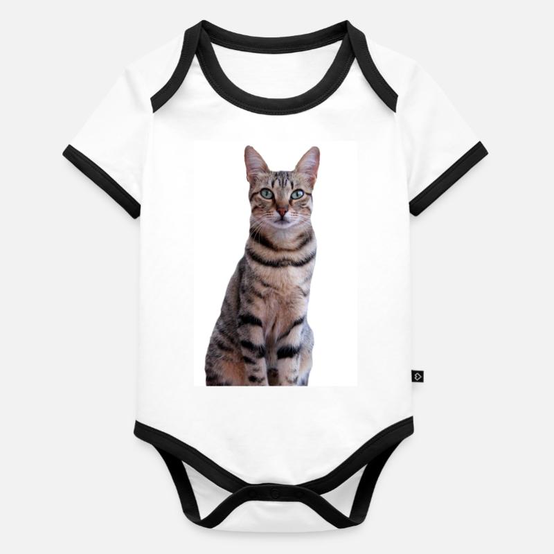 Chat Chaton - Body Bébé bio contrasté manches courtes - blanc/noir