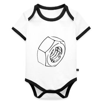 Écrou à vis avec filetage vintage - Body Bébé bio contrasté manches courtes - blanc/noir  - Devant