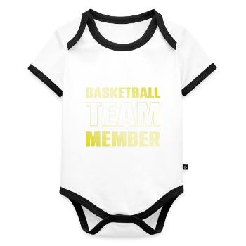 Basketball Team - Baby Bio-Kurzarm-Kontrastbody - Weiß/Schwarz  - Vorne