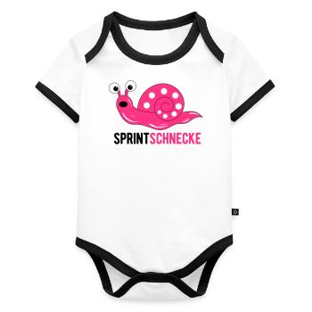 Jogging sprint snail as a gift for runner - Organic Baby Contrasting Bodysuit - white/black  - Front