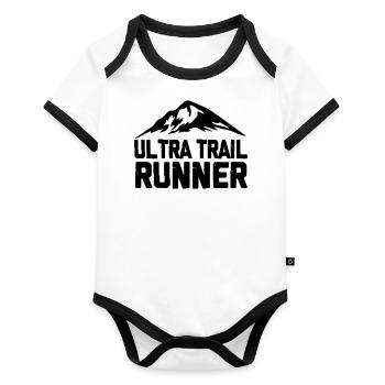 trail running - Body Bébé bio contrasté manches courtes - blanc/noir  - Devant