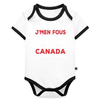 J'men fous je me barre au canada - Body Bébé bio contrasté manches courtes - blanc/noir  - Devant
