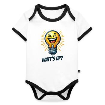 Watts high? - Sparkling smile - Organic Baby Contrasting Bodysuit - white/black  - Front