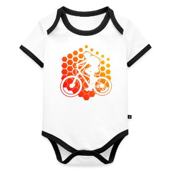 VTT Femmes Vélo de montagne Hommes - Body Bébé bio contrasté manches courtes - blanc/noir  - Devant