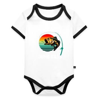 DON'T BE A DUMB BASS, BASS FISHING FISHERMAN - Organic Baby Contrasting Bodysuit - white/black  - Front