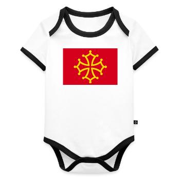 Occitany Cross - gift for Occitans - Organic Baby Contrasting Bodysuit - white/black  - Front