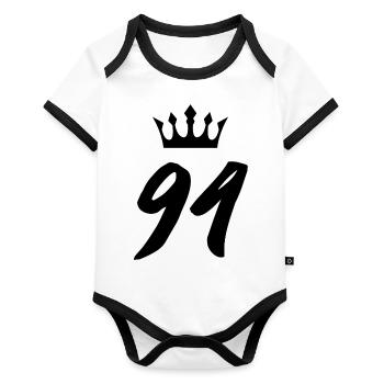 94 Number crown - Organic Baby Contrasting Bodysuit - white/black  - Front