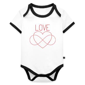 Unendlichkeit Liebe Zeichen Freundschaft - Baby Bio-Kurzarm-Kontrastbody - Weiß/Schwarz  - Vorne