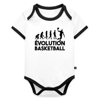 Évolution basketball - Body Bébé bio contrasté manches courtes - blanc/noir  - Devant
