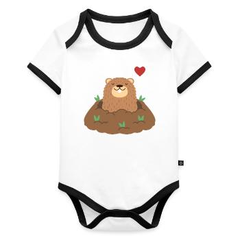 Groundhog Love - Organic Baby Contrasting Bodysuit - white/black  - Front