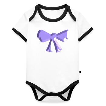 symbole de boucle voler violet - Body Bébé bio contrasté manches courtes - blanc/noir  - Devant