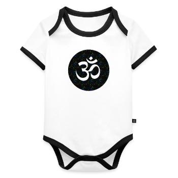 OM - Baby Bio-Kurzarm-Kontrastbody - Weiß/Schwarz  - Vorne