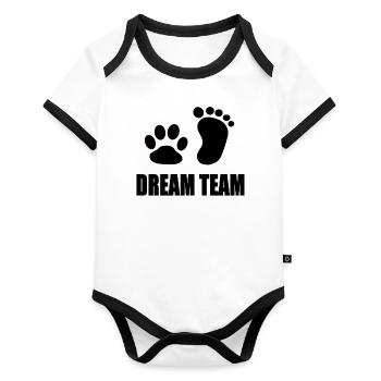 DREAM TEAM - Body Bébé bio contrasté manches courtes - blanc/noir  - Devant