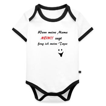 wenn meine mama nein sagt frage ich meine Teyze - Baby Bio-Kurzarm-Kontrastbody - Weiß/Schwarz  - Vorne