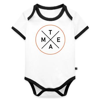 TEAM - Baby Bio-Kurzarm-Kontrastbody - Weiß/Schwarz  - Vorne