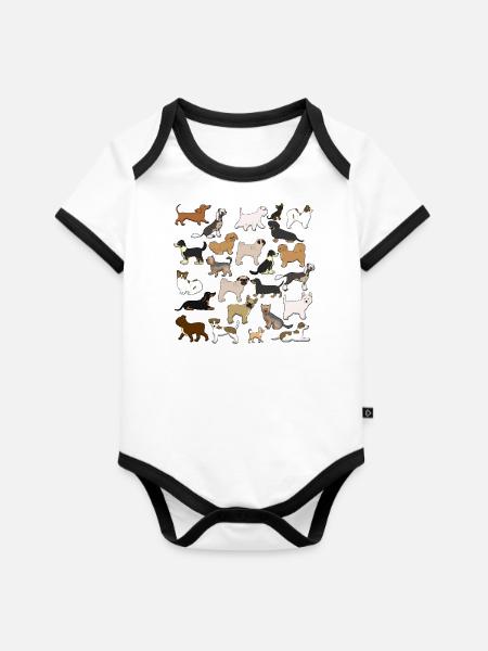 Kleine Hunderassen - Baby Bio-Kurzarm-Kontrastbody - Weiß/Schwarz