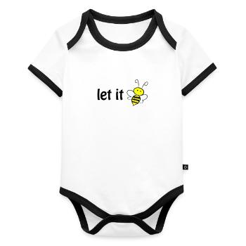 Let it bee - Body Bébé bio contrasté manches courtes - blanc/noir  - Devant