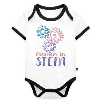 Women In Stem - Engineering - Organic Baby Contrasting Bodysuit - white/black  - Front
