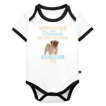Carlin Pug Chien - Body Bébé bio contrasté manches courtes - blanc/noir  - Devant