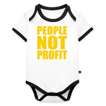 People not profit - Organic Baby Contrasting Bodysuit - white/black  - Front