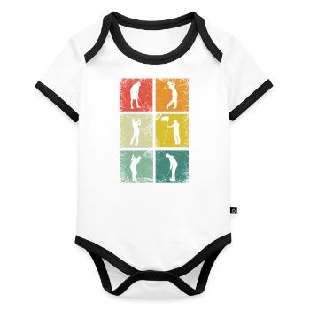 Golf Golfing Golfer Pitch Par Minigolf Sport - Baby Bio-Kurzarm-Kontrastbody - Weiß/Schwarz  - Vorne