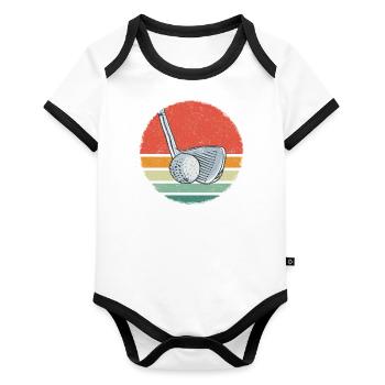 Golf Golfing Golfer Pitch Par Minigolf Sport - Baby Bio-Kurzarm-Kontrastbody - Weiß/Schwarz  - Vorne