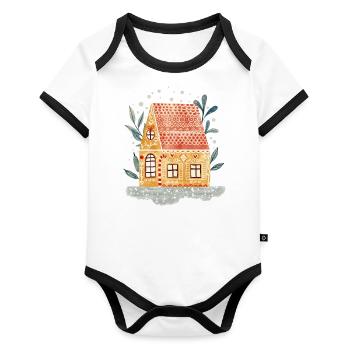 Maison en pain d’épices - Body Bébé bio contrasté manches courtes - blanc/noir  - Devant