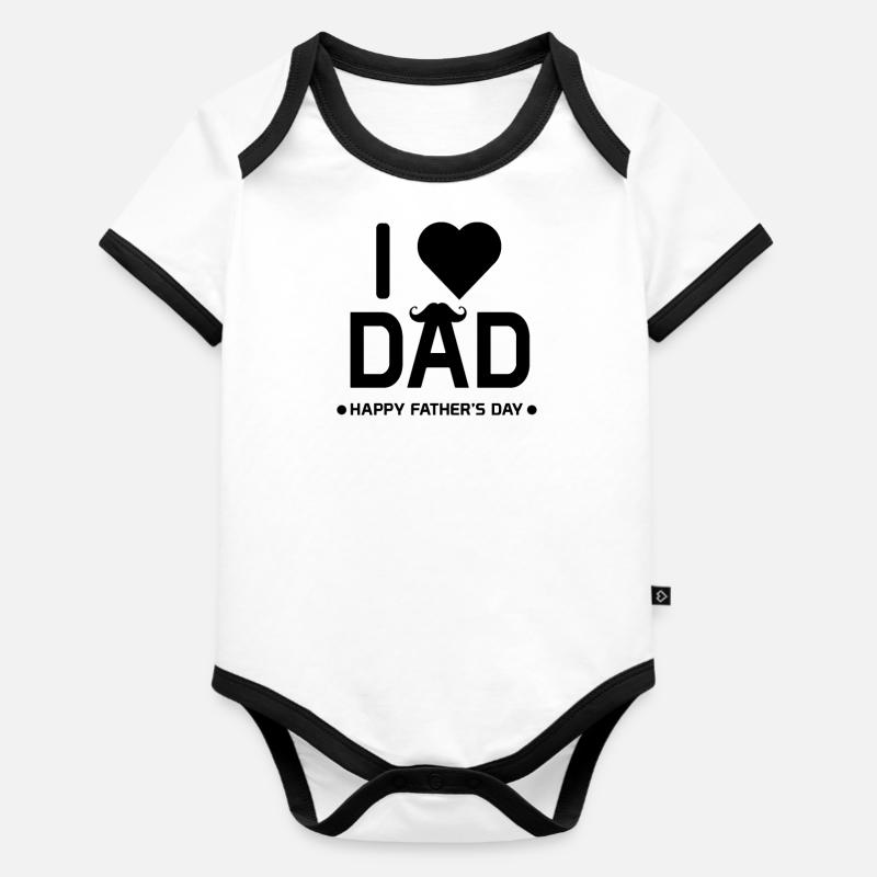 J’aime papa - Body Bébé bio contrasté manches courtes - blanc/noir