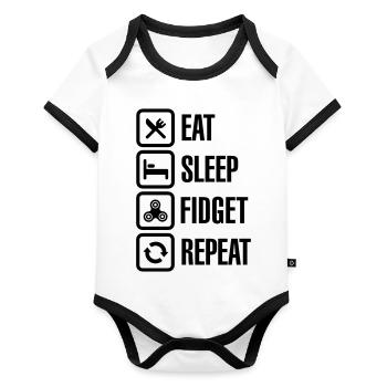 Eat Sleep Fidget Repeat - Fidget Spinner - Body Bébé bio contrasté manches courtes - blanc/noir  - Devant