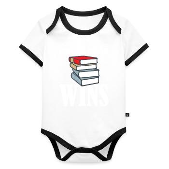 La connaissance gagne des livres - Body Bébé bio contrasté manches courtes - blanc/noir  - Devant