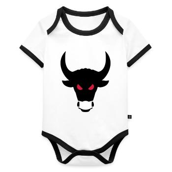 ★ Design colors changeable ★ Evil bull with mask - Organic Baby Contrasting Bodysuit - white/black  - Front