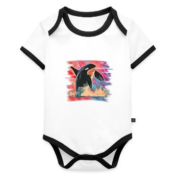 Orca - Organic Baby Contrasting Bodysuit - white/black  - Front