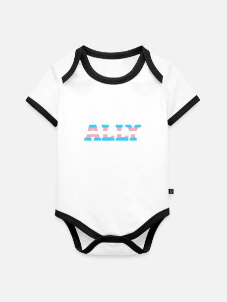 Transgender-Verbündeter Transgender-Verbündeter - Baby Bio-Kurzarm-Kontrastbody - Weiß/Schwarz 