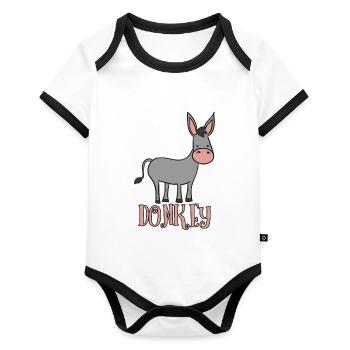 ÂNE LUNETTES DE SOLEIL DONKEY - Body Bébé bio contrasté manches courtes - blanc/noir  - Devant