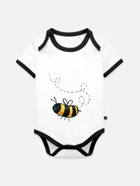 Plüschmors Plattdeutsch Geschenkidee - Baby Bio-Kurzarm-Kontrastbody - Weiß/Schwarz