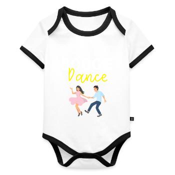 Boogie Woogie Dancer Dancing Paartanz Vintage - Baby Bio-Kurzarm-Kontrastbody - Weiß/Schwarz  - Vorne