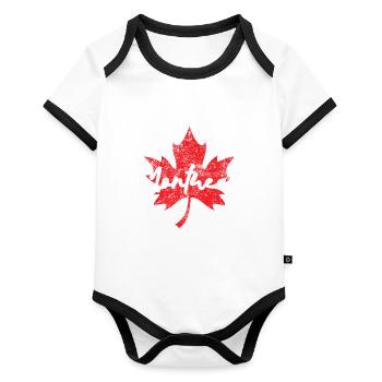 Montreal Canada Red White Cloverleaf - Organic Baby Contrasting Bodysuit - white/black  - Front