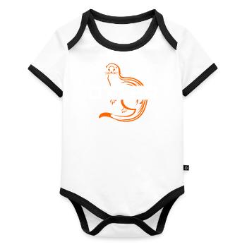 Otter Design Gift Idea - Organic Baby Contrasting Bodysuit - white/black  - Front