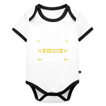 KFZ Meister Beruf KFZ Mechaniker Geschenk - Baby Bio-Kurzarm-Kontrastbody - Weiß/Schwarz  - Vorne